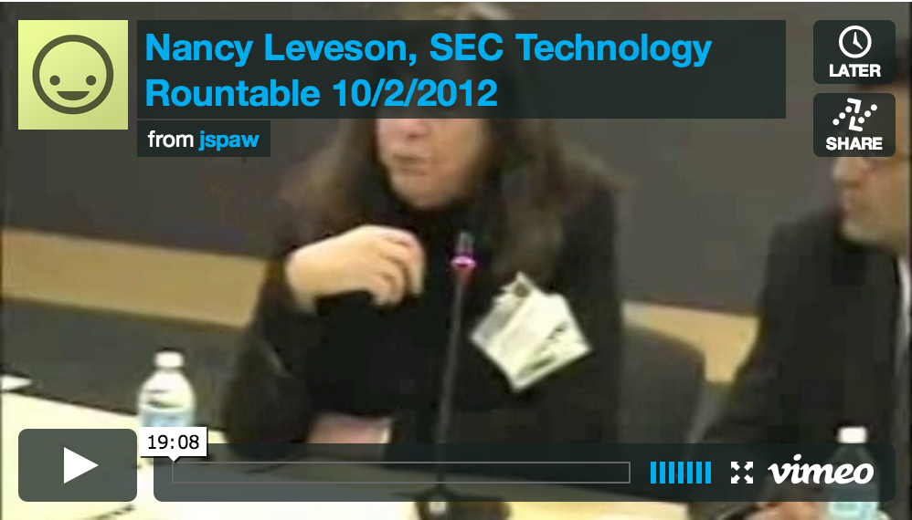 Nancy Leveson SEC Technology Rountable